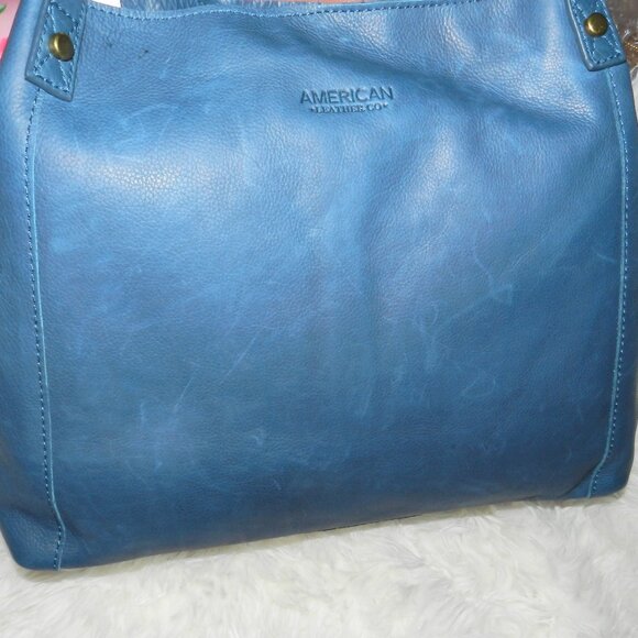 American Leather Liberty Shopper Shoulder Bag HTF Midnight Blue 🆕 FAST😮‍💨⚡🚚 - Picture 3 of 15